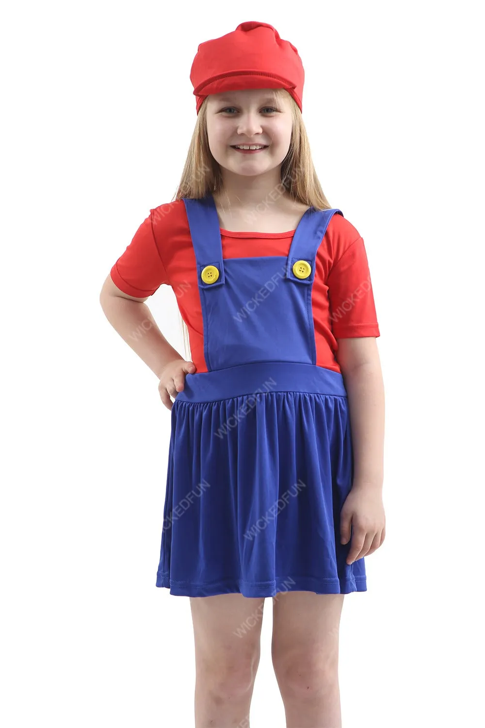 Adventures Await: Girls Super Plumber Bro Red/Blue Costume for Gaming Fun