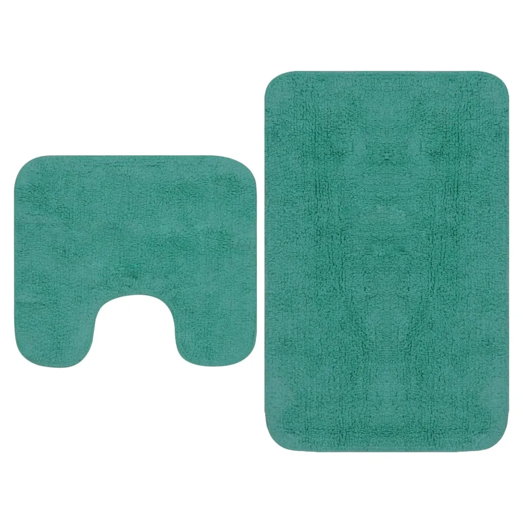 Bathroom Mat Set 2 Pieces Fabric Turquoise