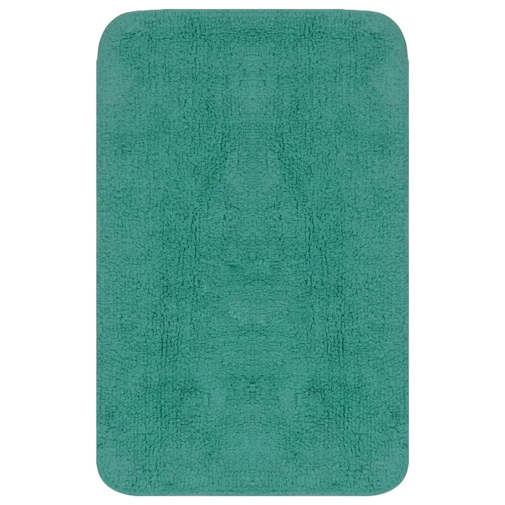 Bathroom Mat Set 2 Pieces Fabric Turquoise