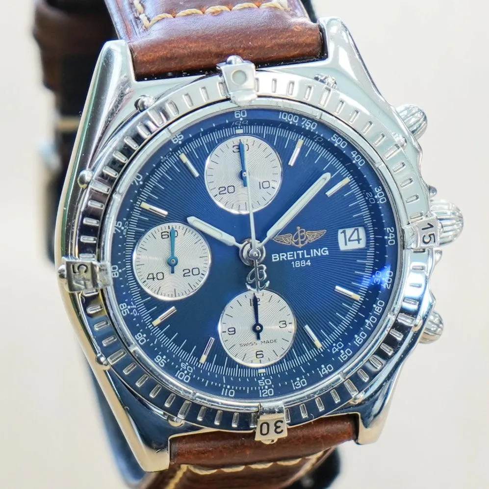 BREITLING Chronomat A13048 Automatic Chronograph Pilot’s Watch 40mm Blue Dial