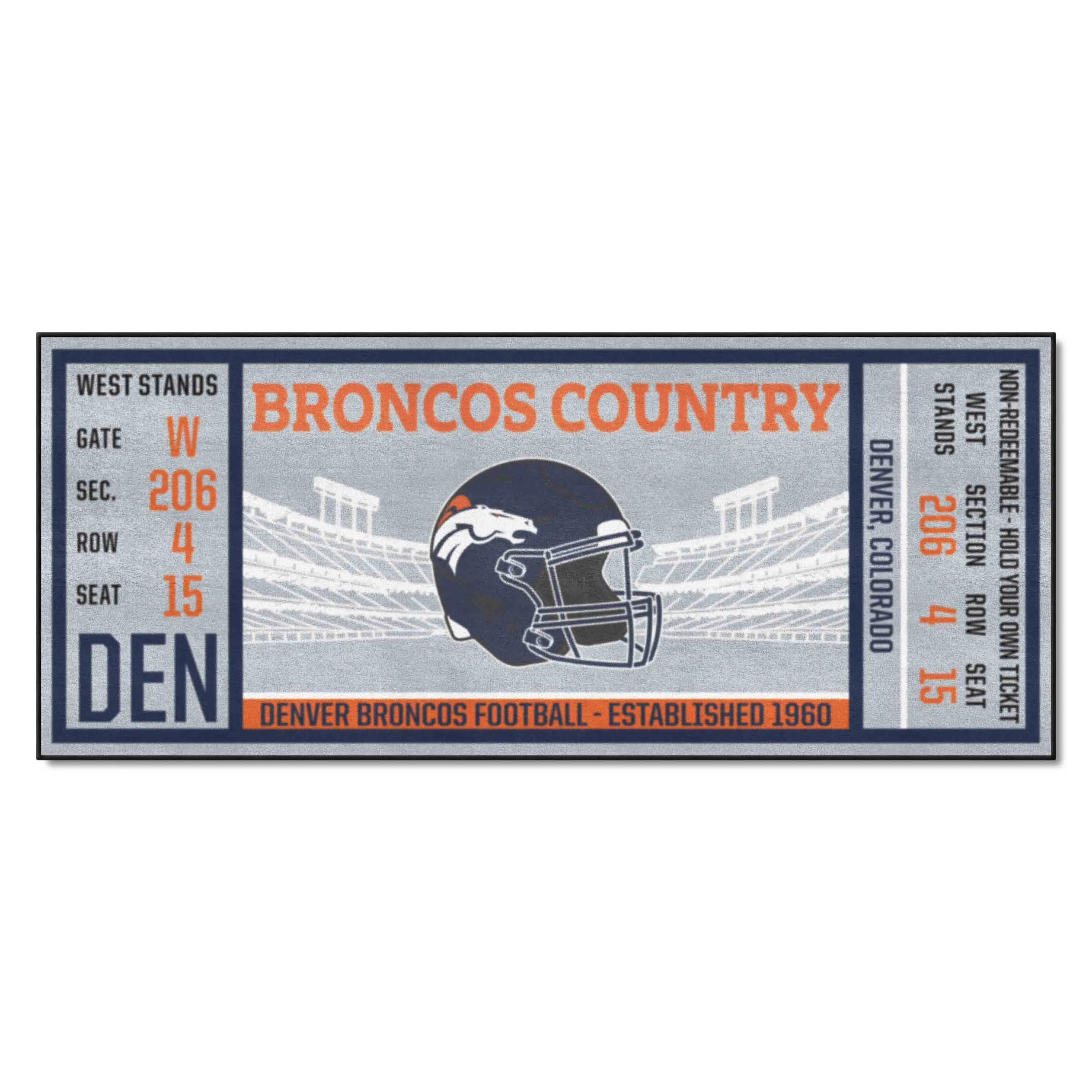 Denver Broncos Ticket Runner Rug - 30in. x 72in.