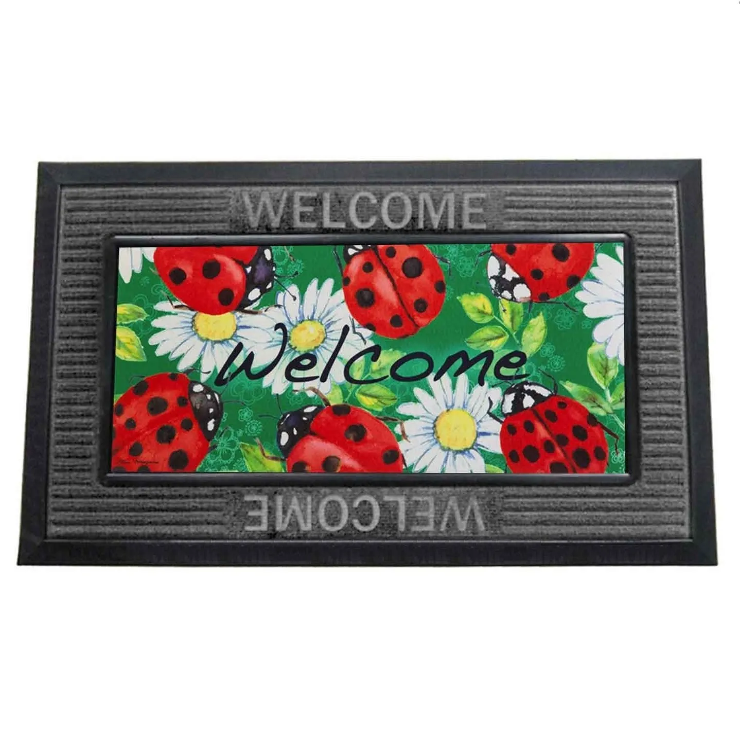 Gray "Welcome" Sassafras Doormat Tray