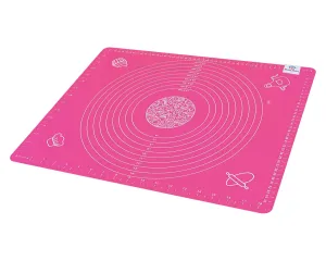 Heart Home Baking Mat|Silicone Non-Stick Stretchable Kneading Mat|Fondant Rolling Mat for Kitchen,Roti,Chapati,Cake,19 x 16 Inche (Pink)