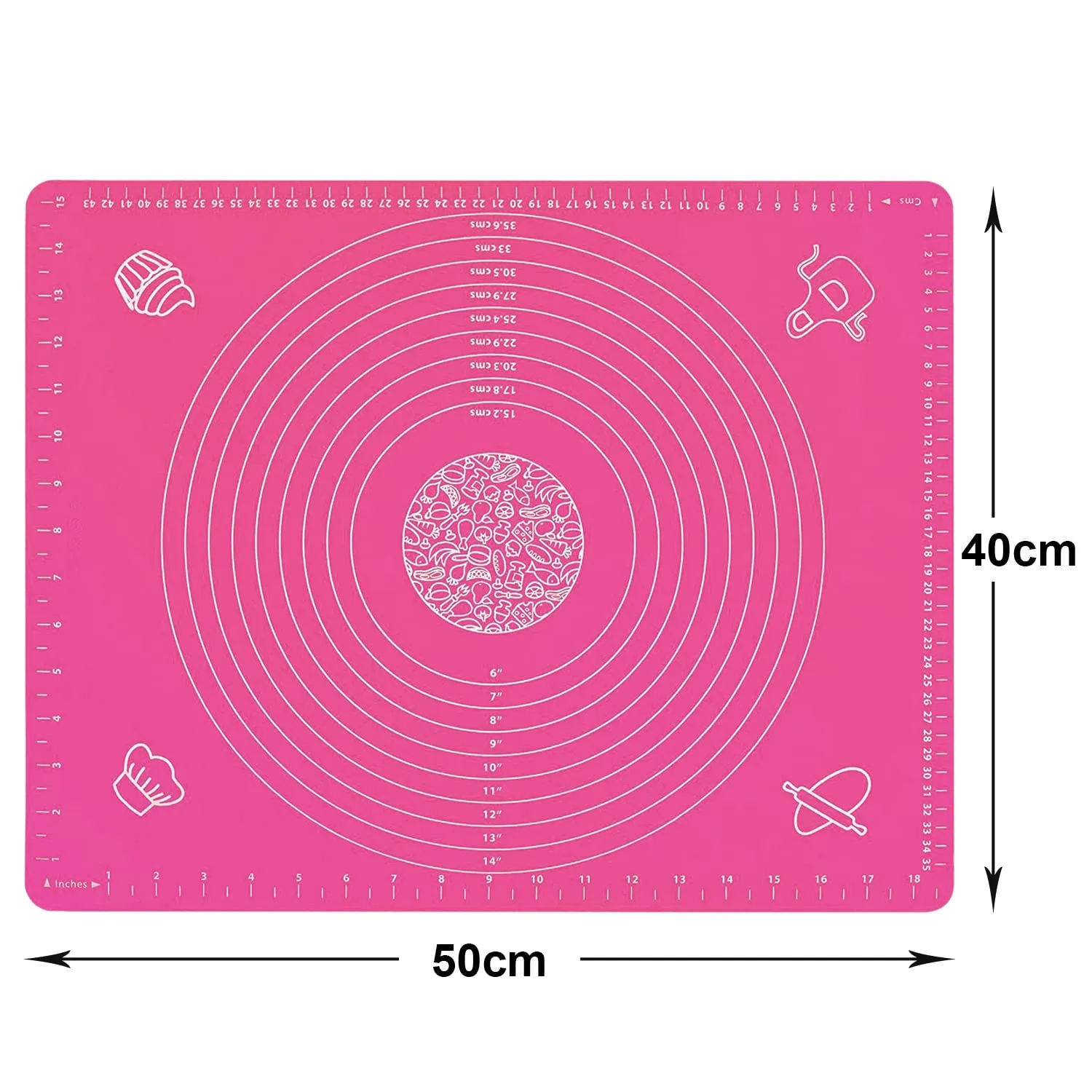 Heart Home Baking Mat|Silicone Non-Stick Stretchable Kneading Mat|Fondant Rolling Mat for Kitchen,Roti,Chapati,Cake,19 x 16 Inche (Pink)