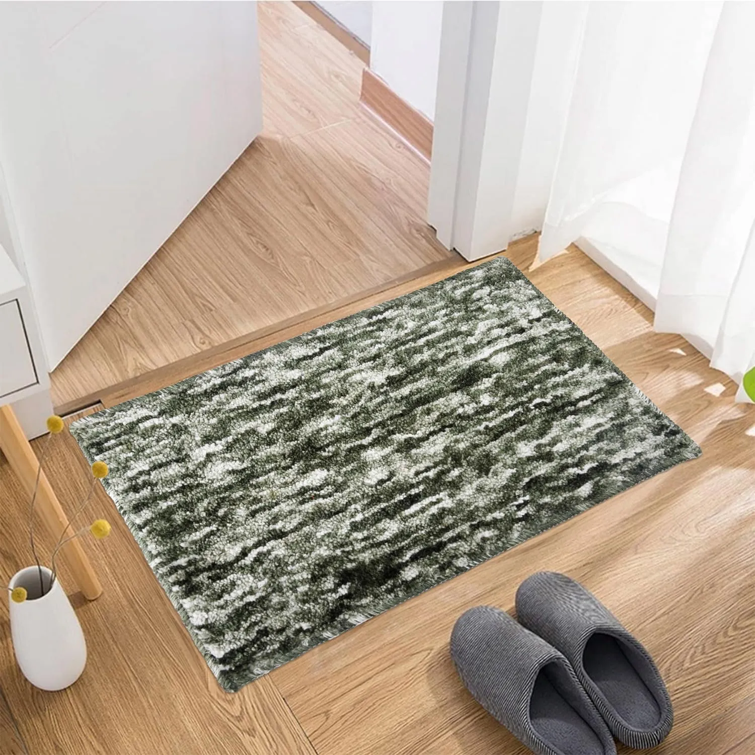 Heart Home Door Mat | Multi Riyal Doormat | Microfiber Entrance Mat | Entry Doormat | Office Entrance Door Mat | Door Mat for Home | Door Mat for Living | Pack of 3 | Green