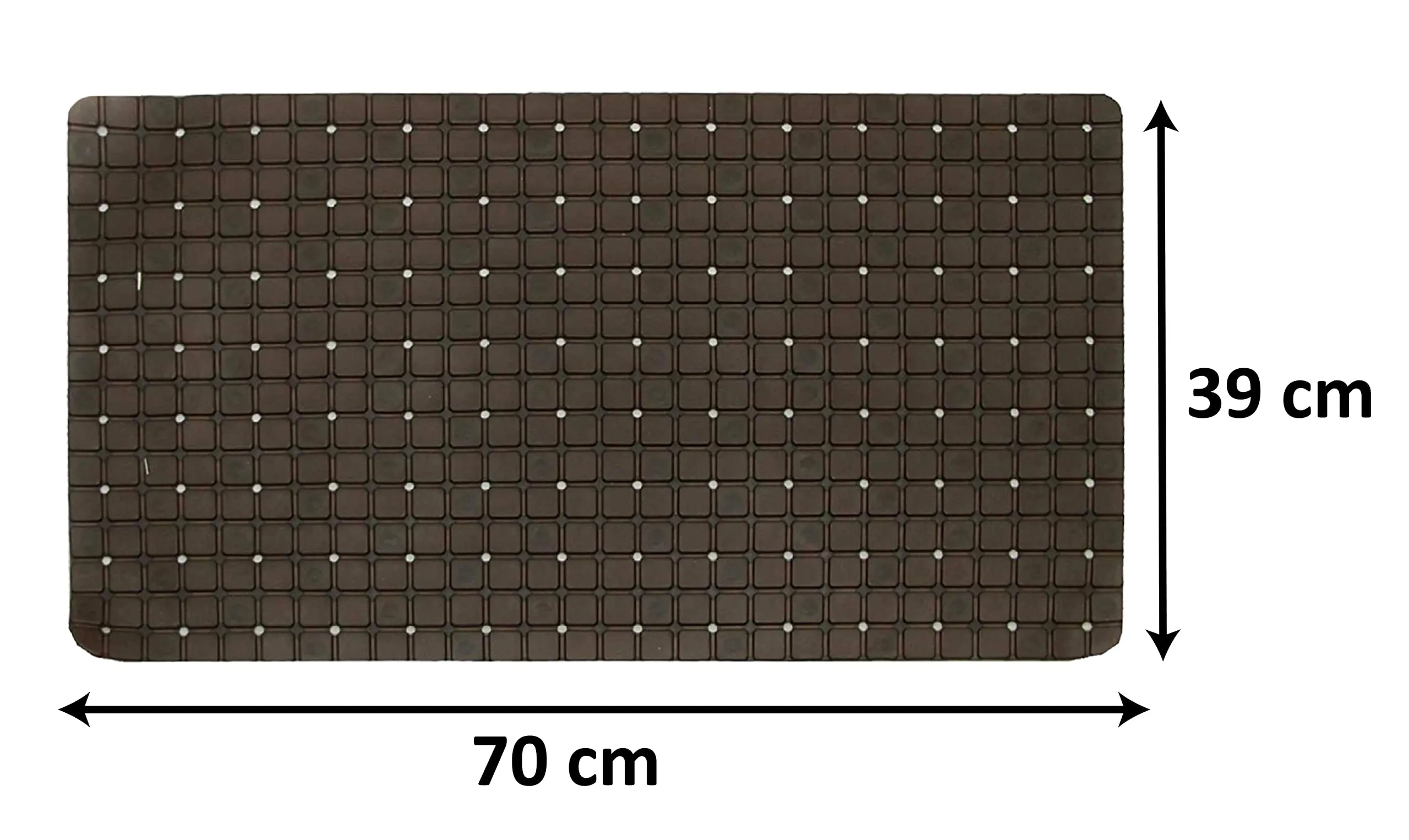 Heart Home PVC Shower Bath Mat with Drain Holes and Suction Cups (Brown)-HS43HEARTH25554