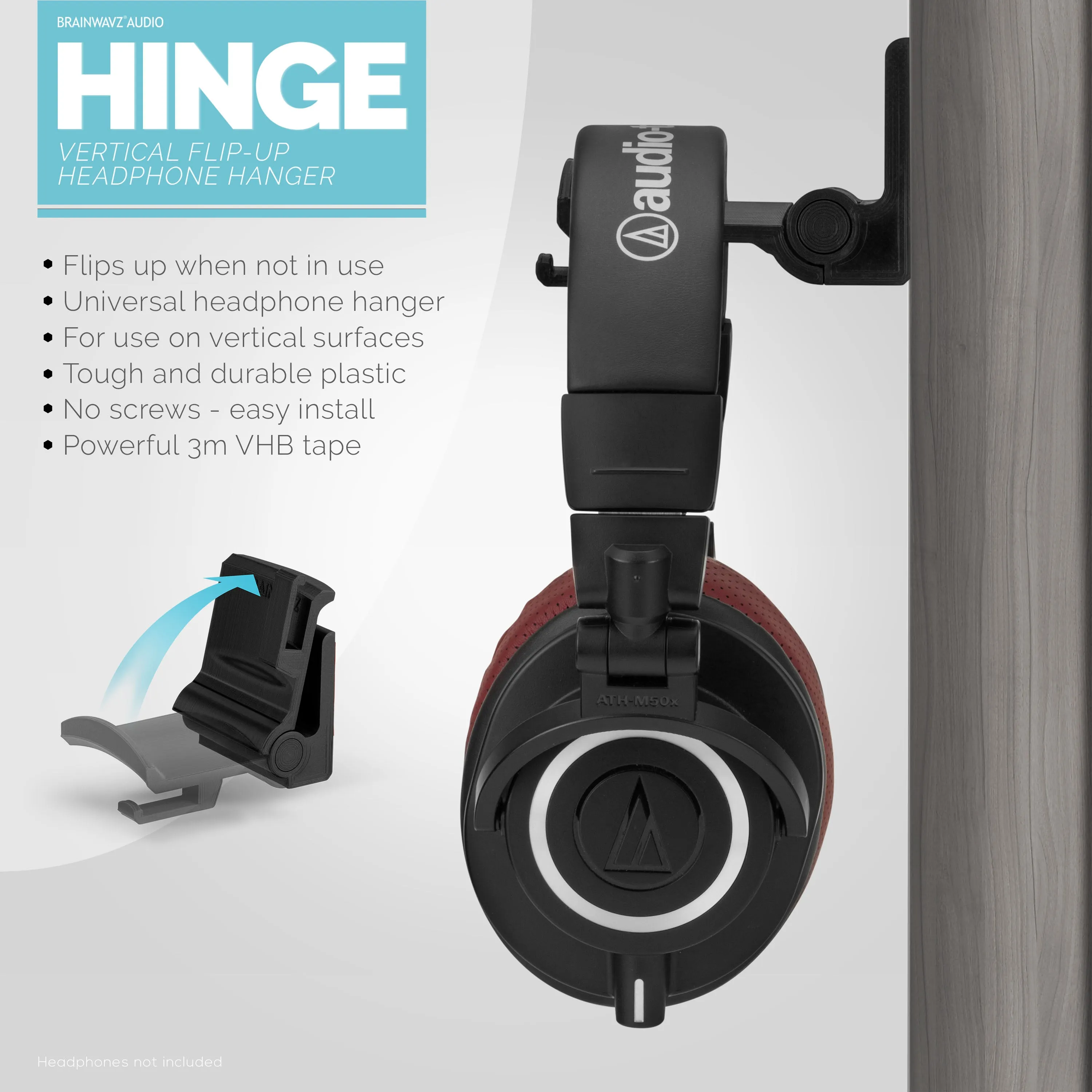 Hinge - Foldable Wall Mounted Headphone Hanger Holder Stand