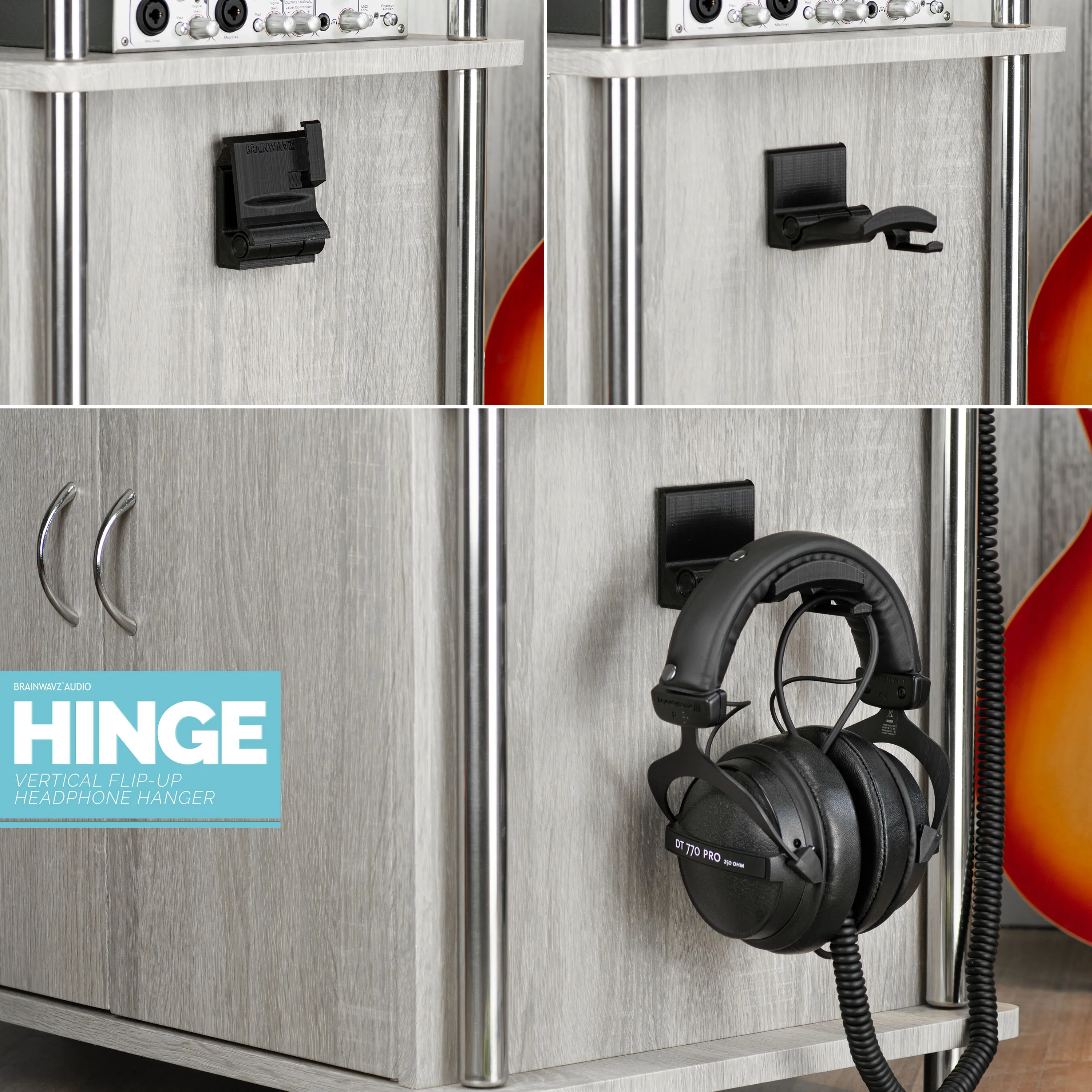 Hinge - Foldable Wall Mounted Headphone Hanger Holder Stand