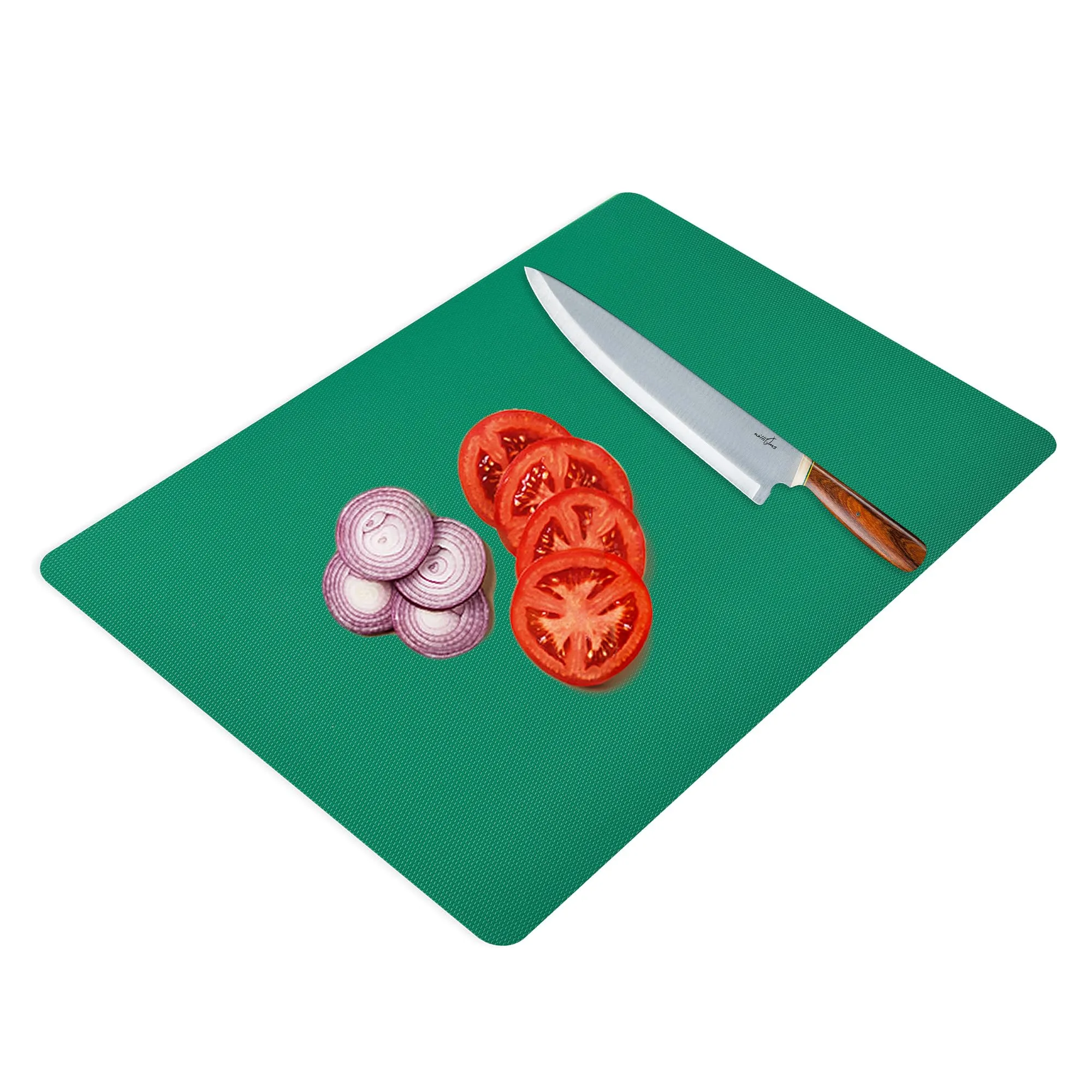 Kuber Industries Chopping Mat | Flexible Plastic Cutting Mat | Back Textured Chopping Mat | Kitchen Cutting Mat | Vegetables Cutting Mat | Chopping Mat for Cooking | 2 Pieces Set | Green