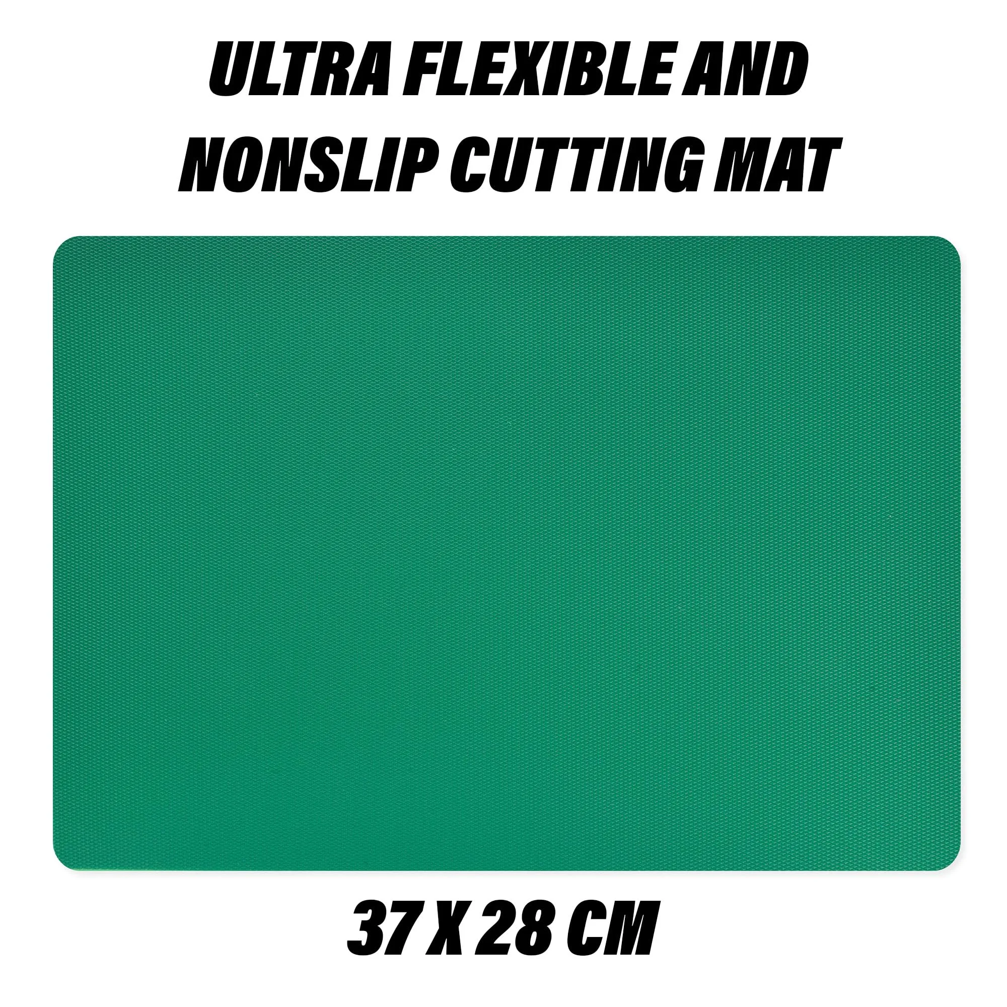 Kuber Industries Chopping Mat | Flexible Plastic Cutting Mat | Back Textured Chopping Mat | Kitchen Cutting Mat | Vegetables Cutting Mat | Chopping Mat for Cooking | 2 Pieces Set | Green