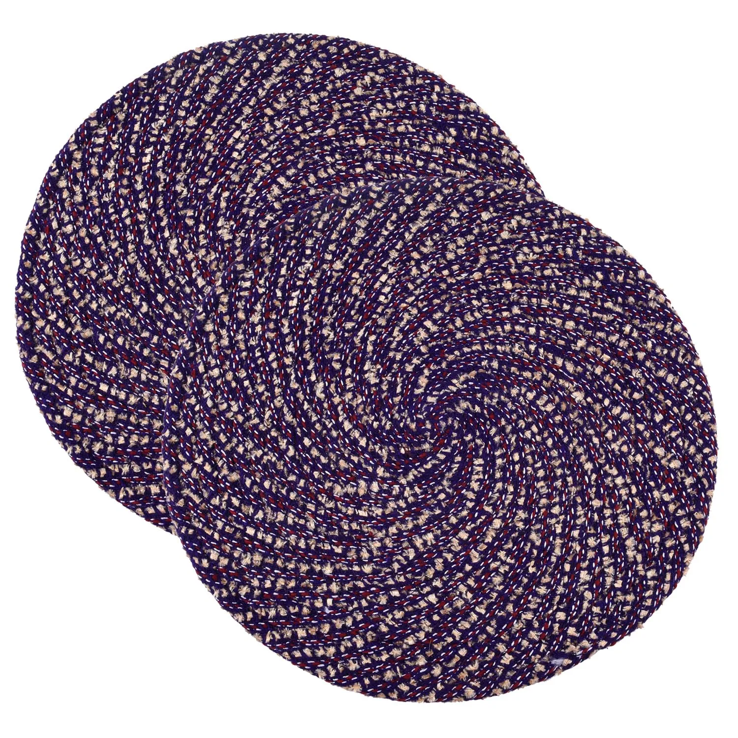 Kuber Industries Door Mat | Round Shape Feather Door Mat | Cotton Reversible Mat | Door Mat for Kitchen | Door Mat for Home | 16 Inch | Small | Pack of 2 | Purple