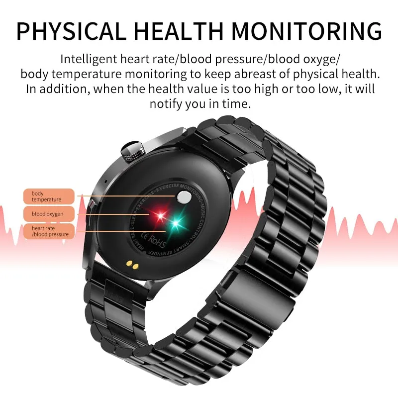 Lige Watch For Men Smart Watch AMOLED HD Screen Body Temperature Detection Ai Smart Voice Smartwatch 2022 Bluetooth Call Clock