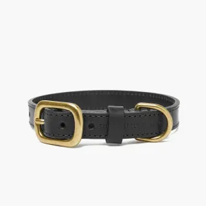 Midnight Black Leather Dog Collar – Stylish & Comfortable