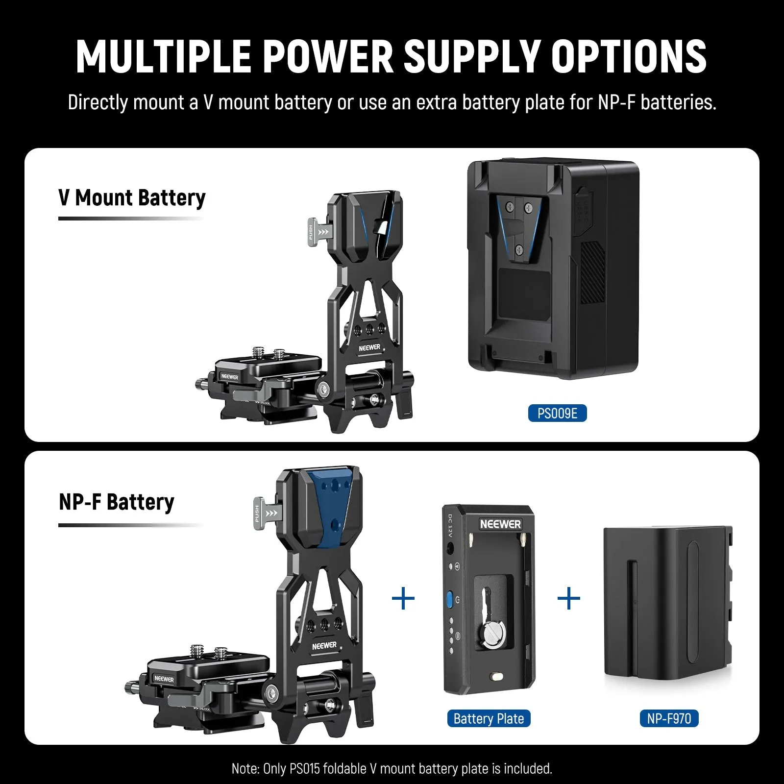 NEEWER PS015 Foldable V Mount Battery Plate