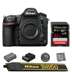 Nikon D850 DSLR Camera Body   SanDisk 32GB Extreme Pro Memory Card