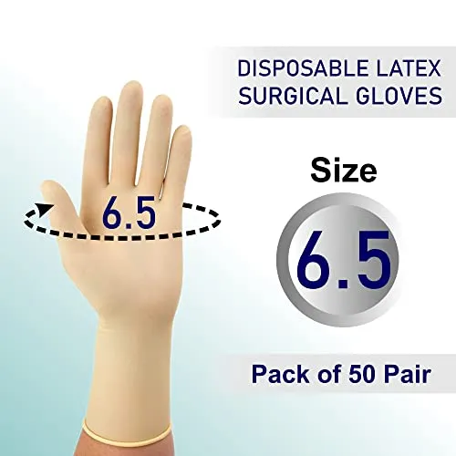 OTICA Pre Powdered Surgical Gloves Sterile Latex Gloves EO Quality, CE,ISO Approved (7, 50)