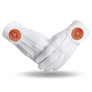 Past Grand High Priest Royal Arch Chapter Gloves - Pure Cotton With Red Patch & Wreath