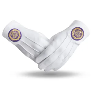 Past Grand Master Blue Lodge Gloves - Pure Cotton With Purple Patch