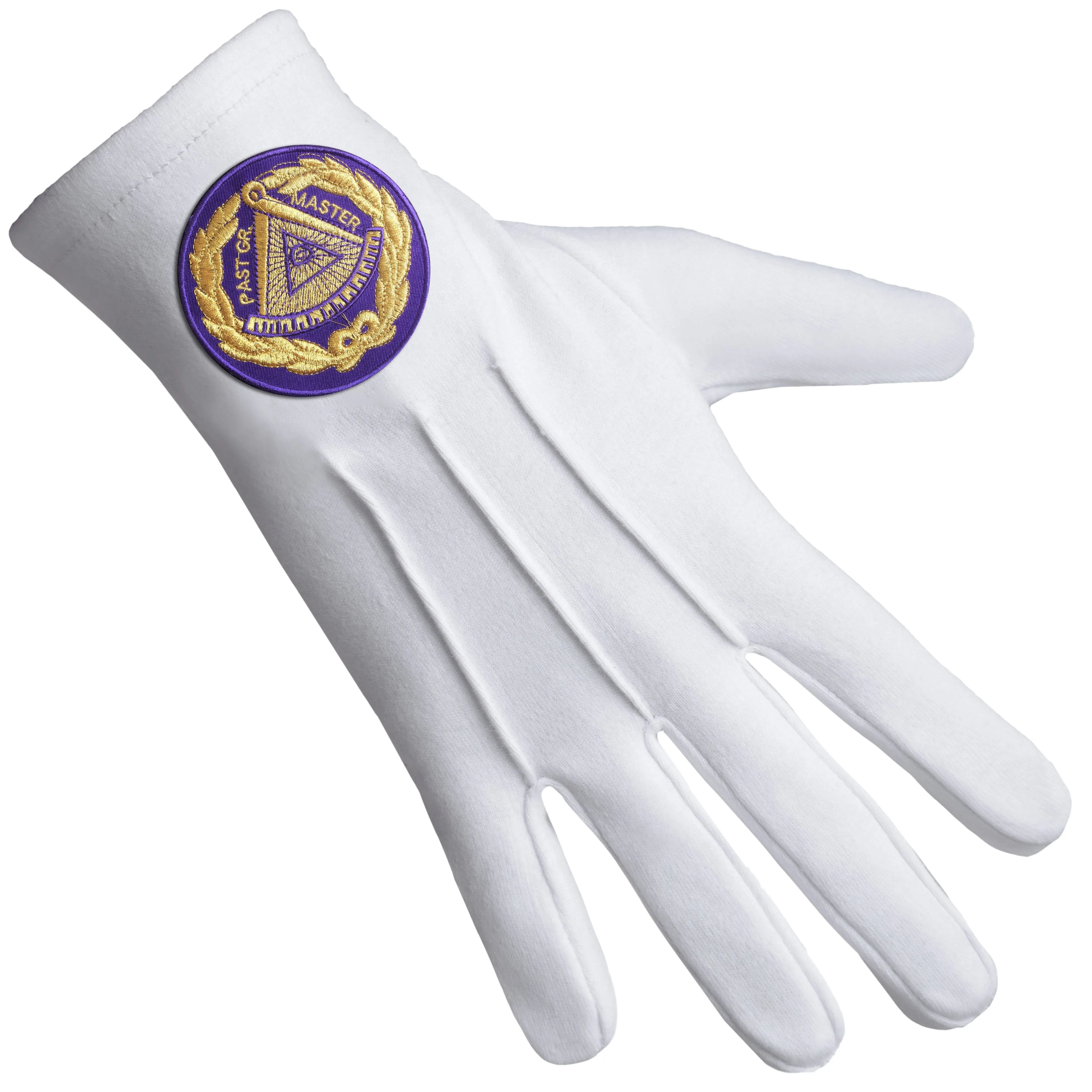 Past Grand Master Blue Lodge Gloves - Pure Cotton With Purple Patch