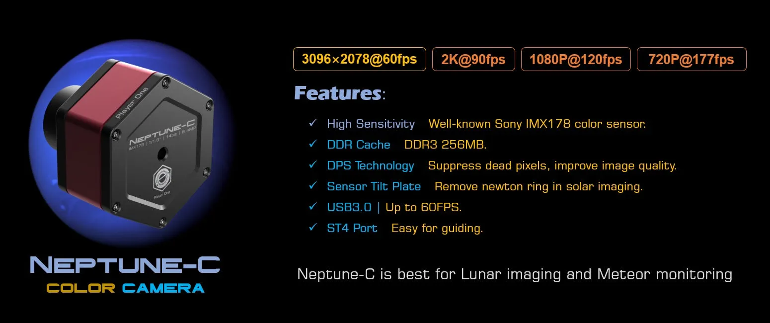 Player One Astronomy Neptune-C (IMX178)USB3.0 Color Camera