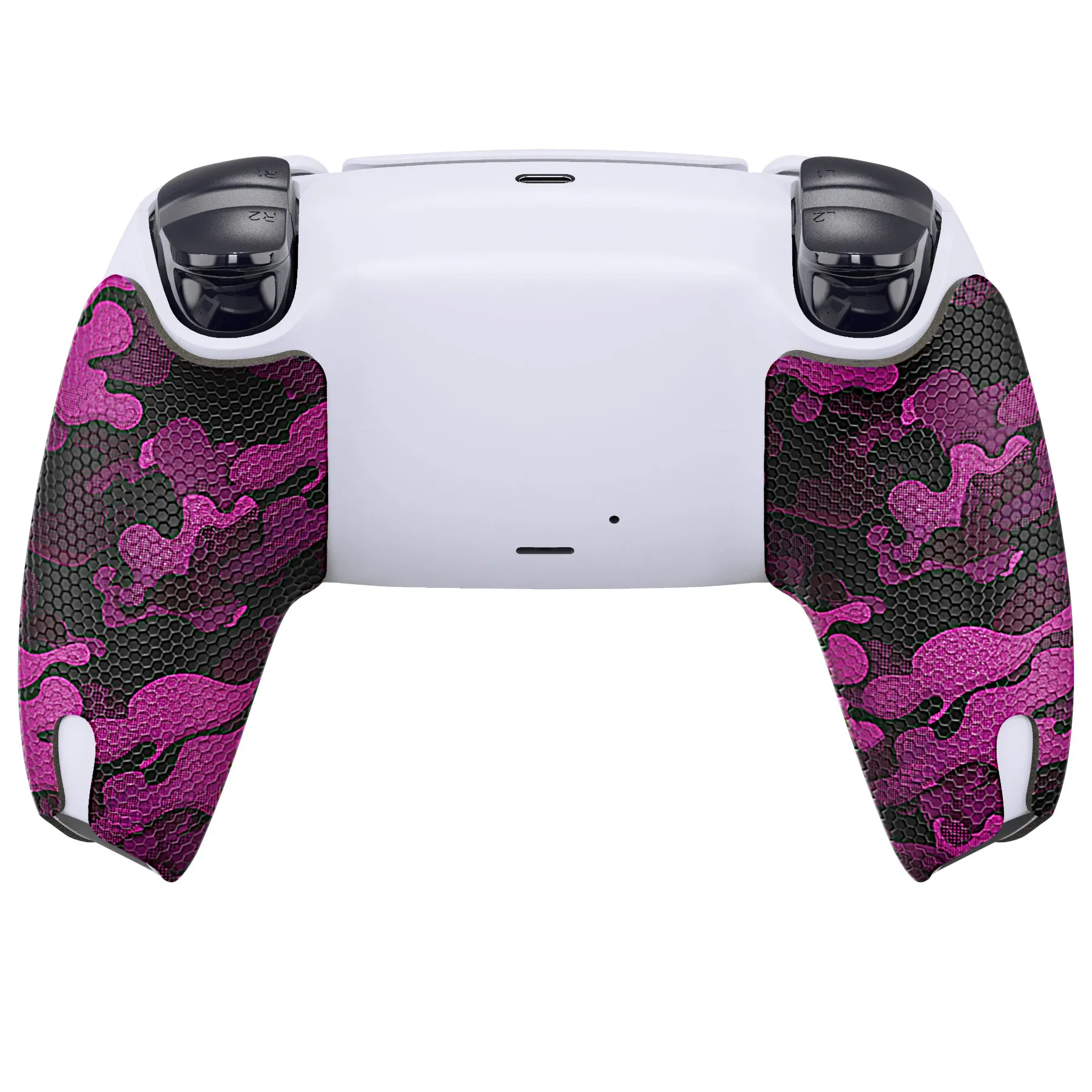 PlayVital Anti-Skid Sweat-Absorbent Controller Grip for PS5 Controller, Professional Textured Soft Rubber Pads Handle Grips for PS5 Controller - Rose Red Black Camouflage - PFPJ066