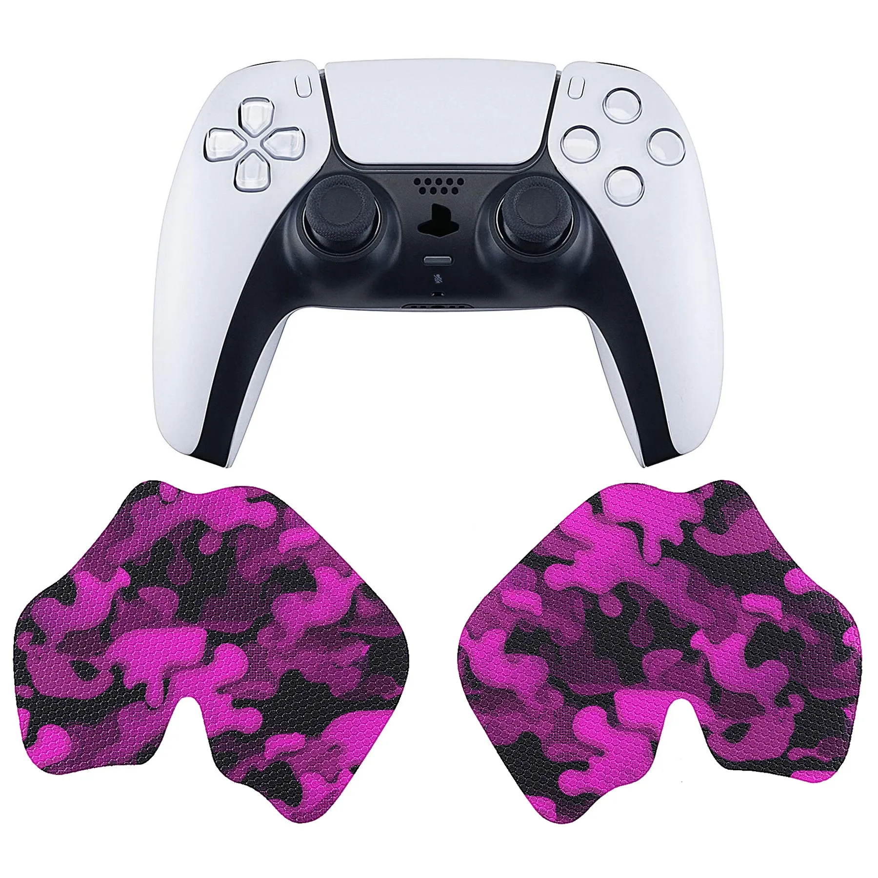 PlayVital Anti-Skid Sweat-Absorbent Controller Grip for PS5 Controller, Professional Textured Soft Rubber Pads Handle Grips for PS5 Controller - Rose Red Black Camouflage - PFPJ066