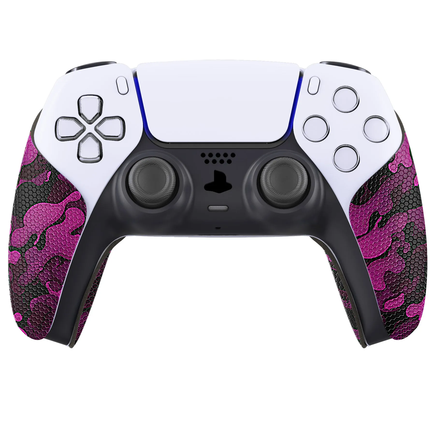 PlayVital Anti-Skid Sweat-Absorbent Controller Grip for PS5 Controller, Professional Textured Soft Rubber Pads Handle Grips for PS5 Controller - Rose Red Black Camouflage - PFPJ066