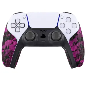 PlayVital Anti-Skid Sweat-Absorbent Controller Grip for PS5 Controller, Professional Textured Soft Rubber Pads Handle Grips for PS5 Controller - Rose Red Black Camouflage - PFPJ066