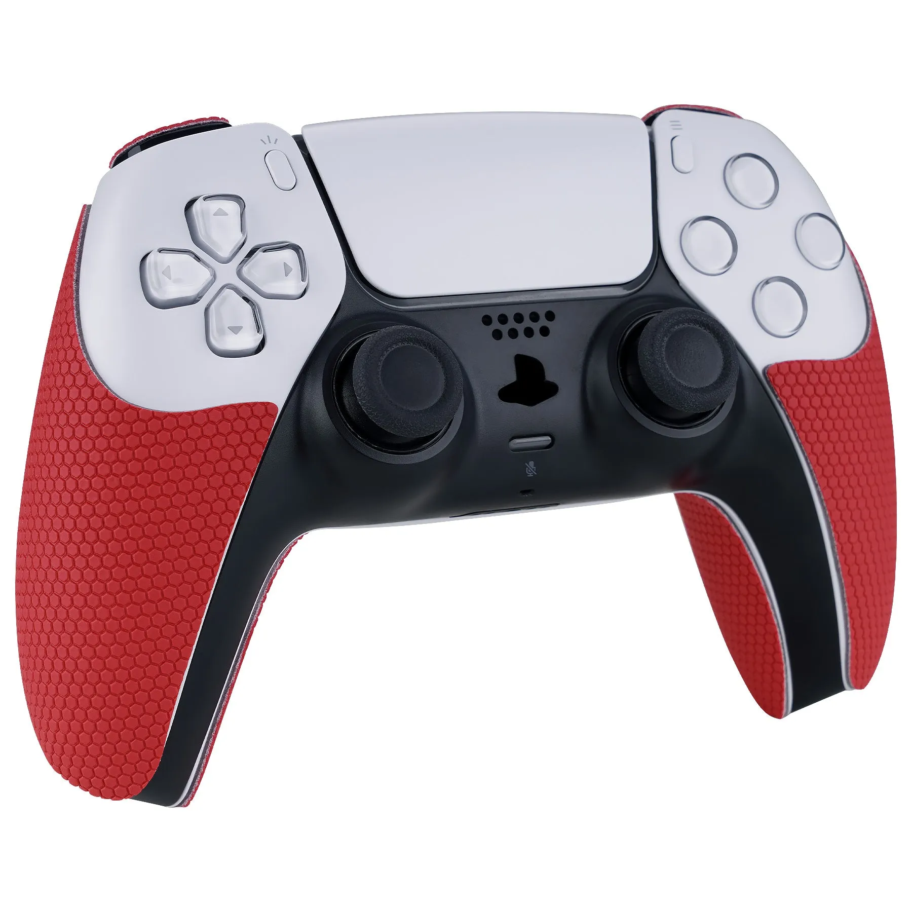 PlayVital Armored Edition Anti-Skid Sweat-Absorbent Controller Grip for PS5, Professional Textured Soft Rubber Pads Handle Grips for PS5 Controller with Shoulder Button Trigger Stickers - red -  PFPJ061