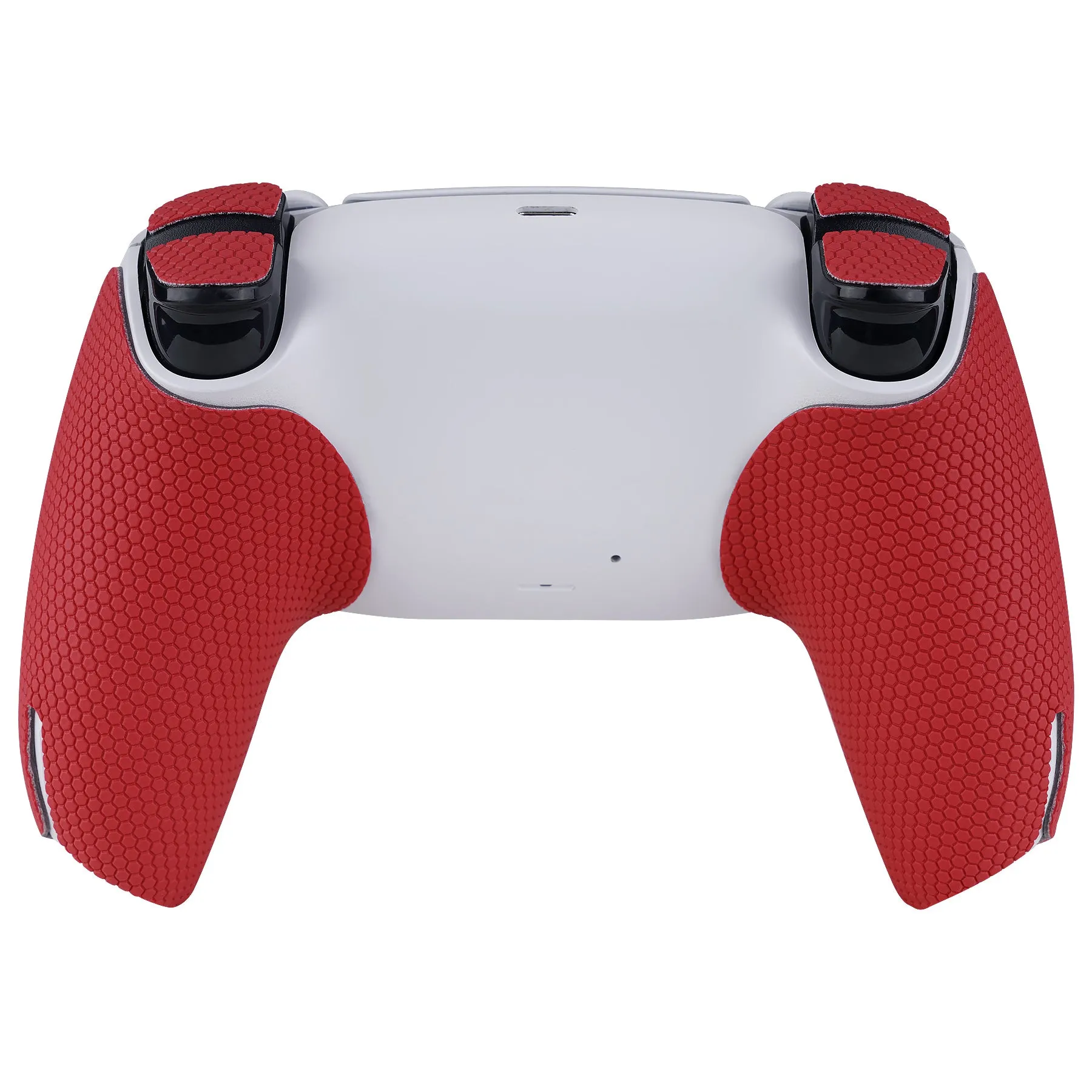 PlayVital Armored Edition Anti-Skid Sweat-Absorbent Controller Grip for PS5, Professional Textured Soft Rubber Pads Handle Grips for PS5 Controller with Shoulder Button Trigger Stickers - red -  PFPJ061