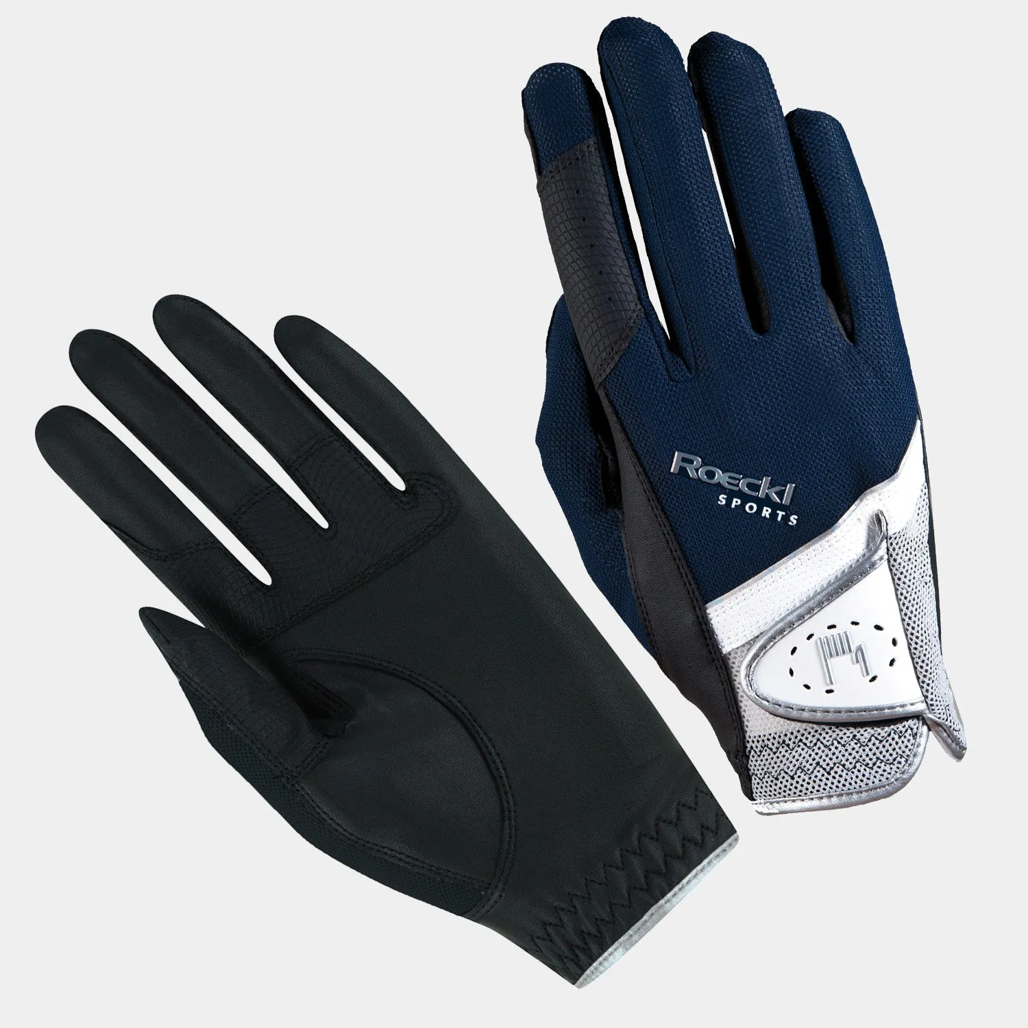 Roeckl Sports Madrid Riding Gloves - Navy/White/Silver