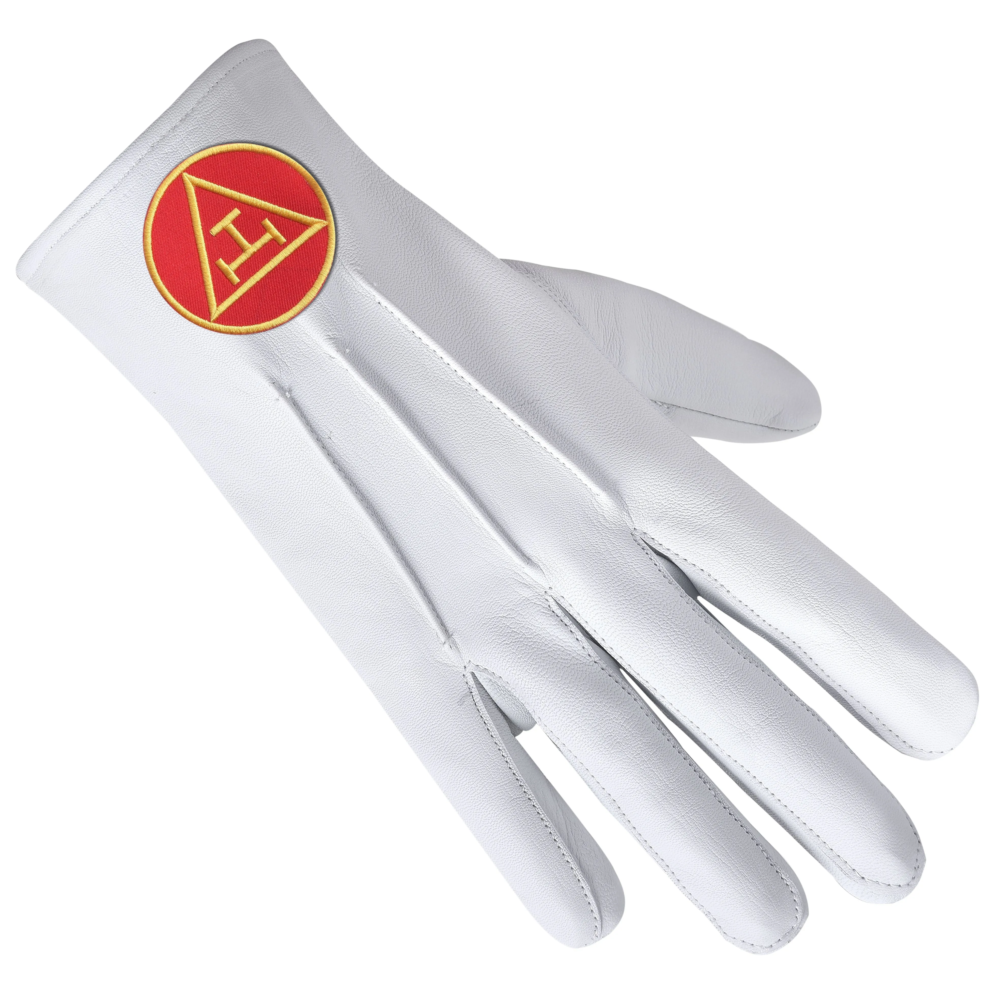 Royal Arch Chapter Gloves - Leather With Gold & Red Patch