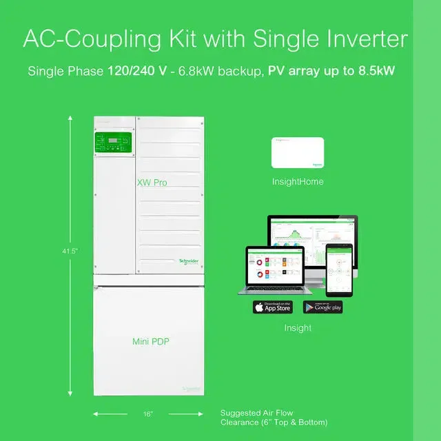 Schneider | AC Coupling with Single Inverter System - 6800W 120/240v Output | 8500W PV Input with EG4 PowerPro WallMount Battery | Universal Power Supply System Bundle [BNDL-S0006]