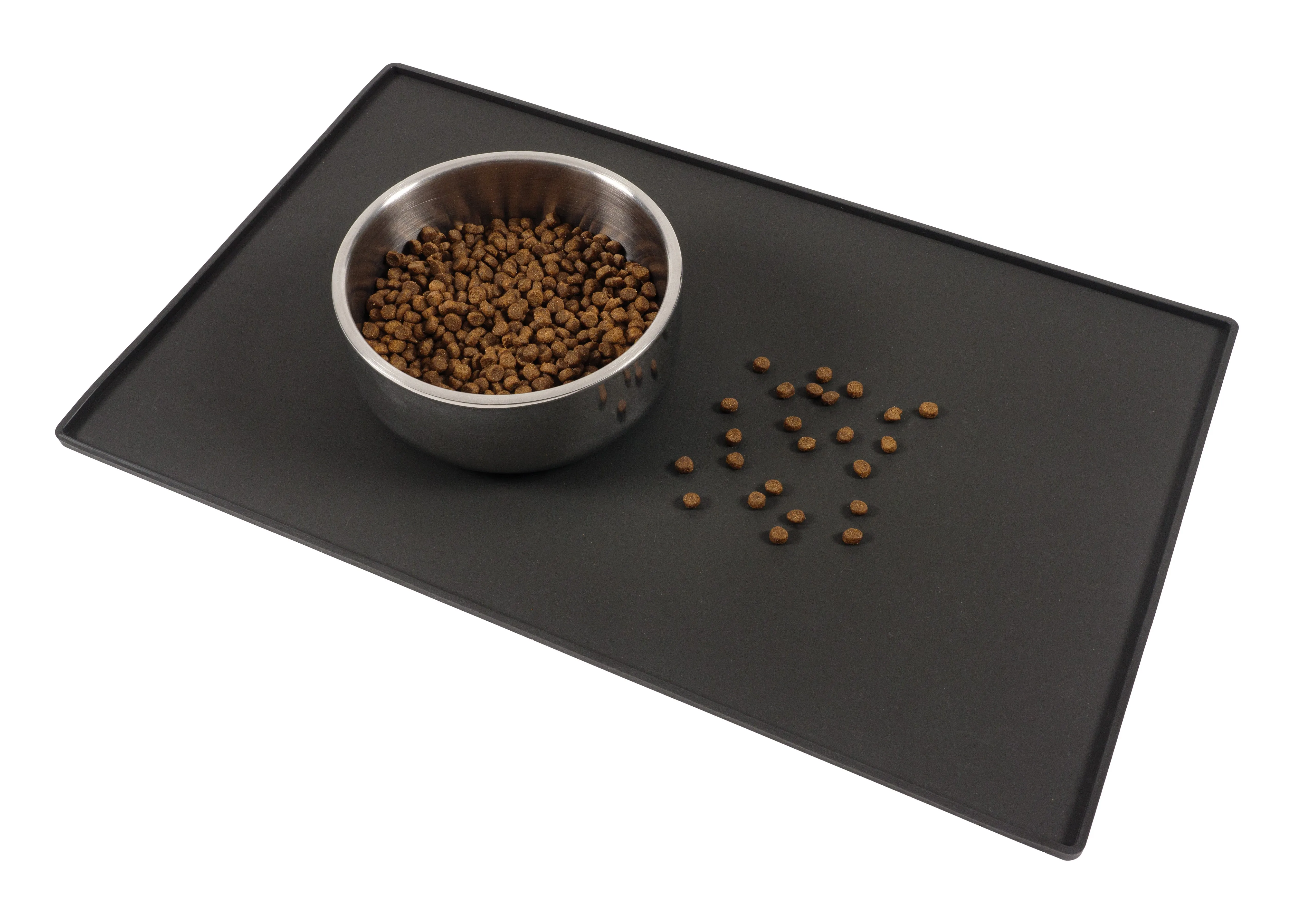 Silicone Pet Feeding Mat - 18.5 Inch x 11.5 Inch Waterproof Feeding Mat with Raised Edges to Prevent Spills - Perfect for Dogs and Cats