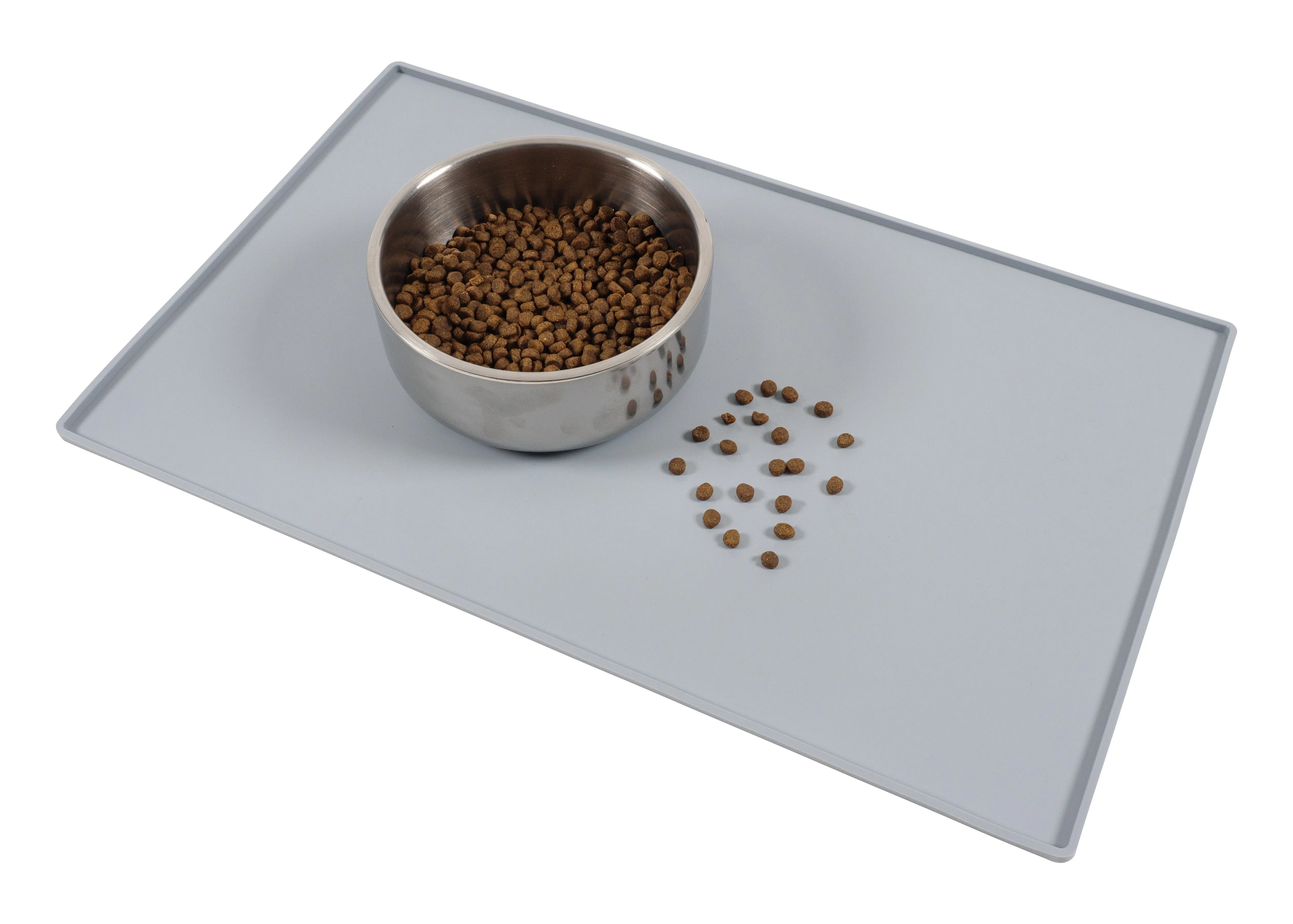 Silicone Pet Feeding Mat - 18.5 Inch x 11.5 Inch Waterproof Feeding Mat with Raised Edges to Prevent Spills - Perfect for Dogs and Cats