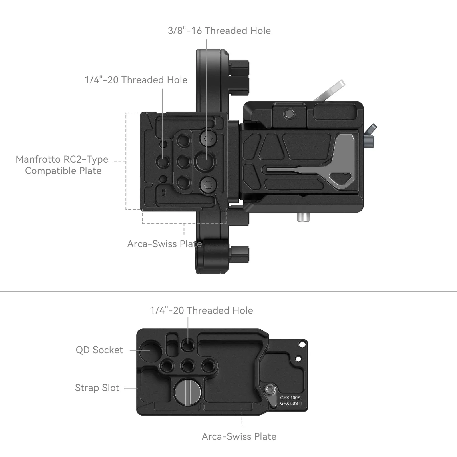 SmallRig Rotatable Horizontal-to-Vertical Mount Plate Kit for FUJIFILM Specific GFX Series Cameras