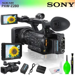 Sony PXW-Z280 4K 3-CMOS 1/2" Sensor XDCAM Camcorder Accessory Bundle with 7" Monitor and Cleaning Kit