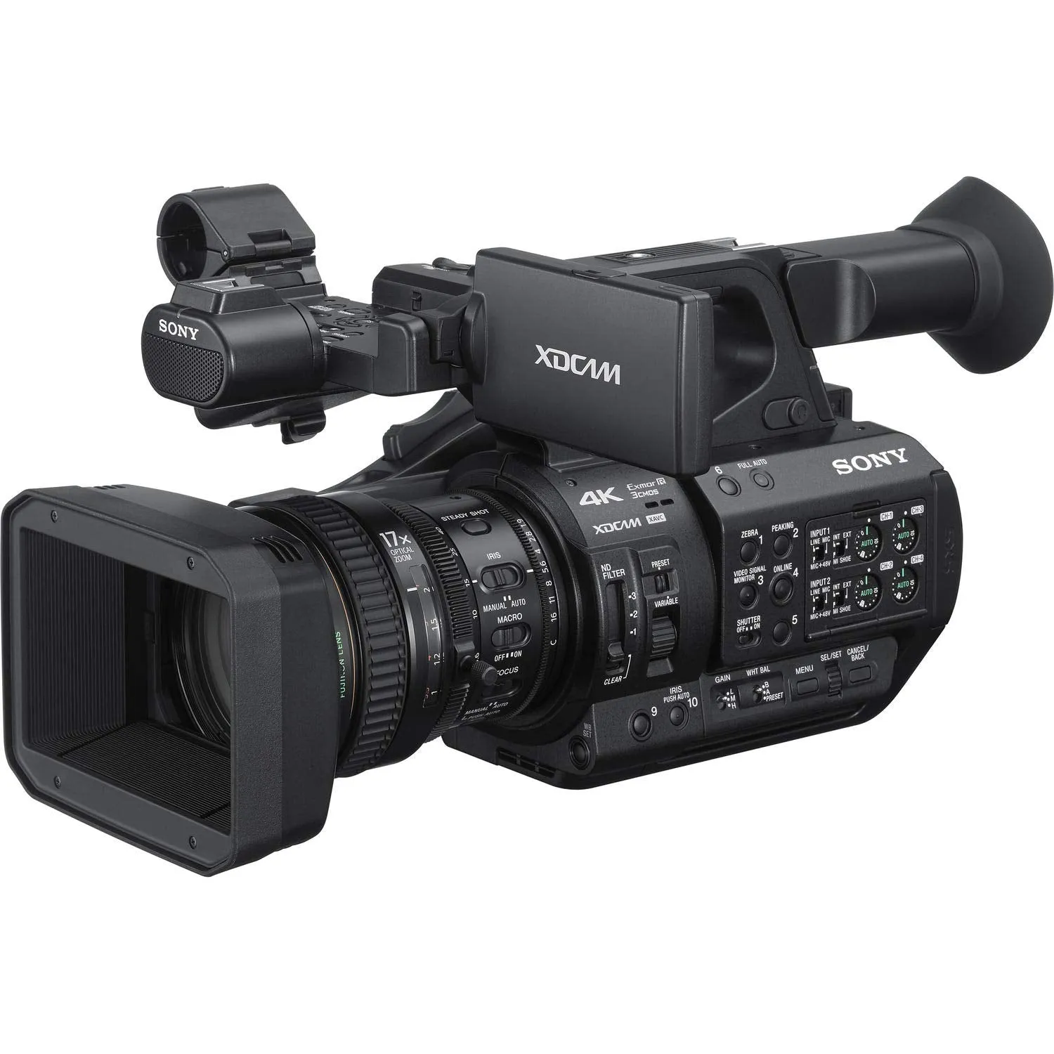 Sony PXW-Z280 4K 3-CMOS 1/2" Sensor XDCAM Camcorder Accessory Bundle with 7" Monitor and Cleaning Kit