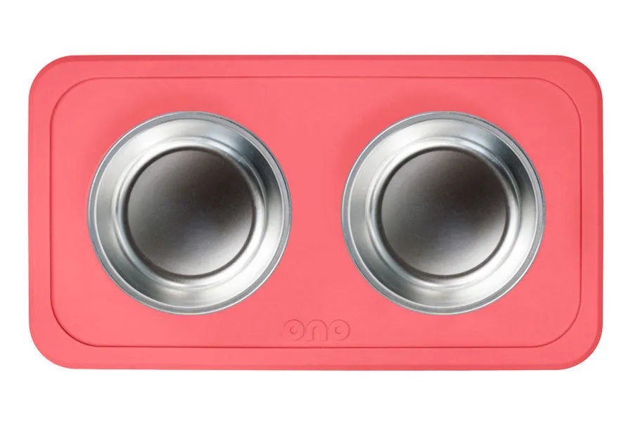 The Good Bowl Double Pet Feeder - Coral