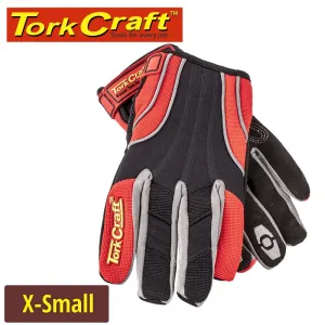 TORK CRAFT MECHANIC GLOVE X-SMALL SYNT.LEATHER REINFORCED PALM SPANDEX RED GL19