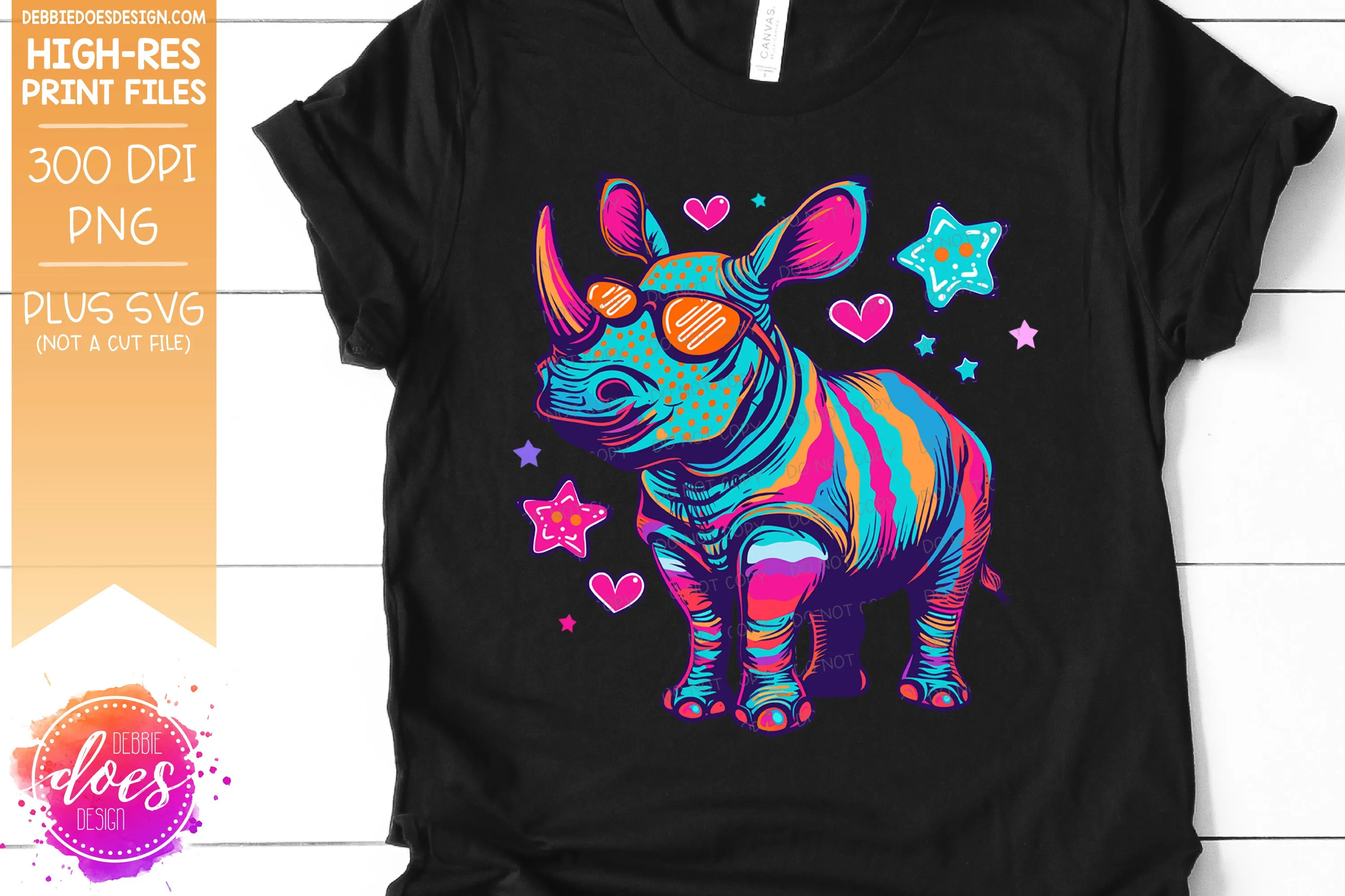 Valentine Doodle Animals - Rhino 3 - Design Element