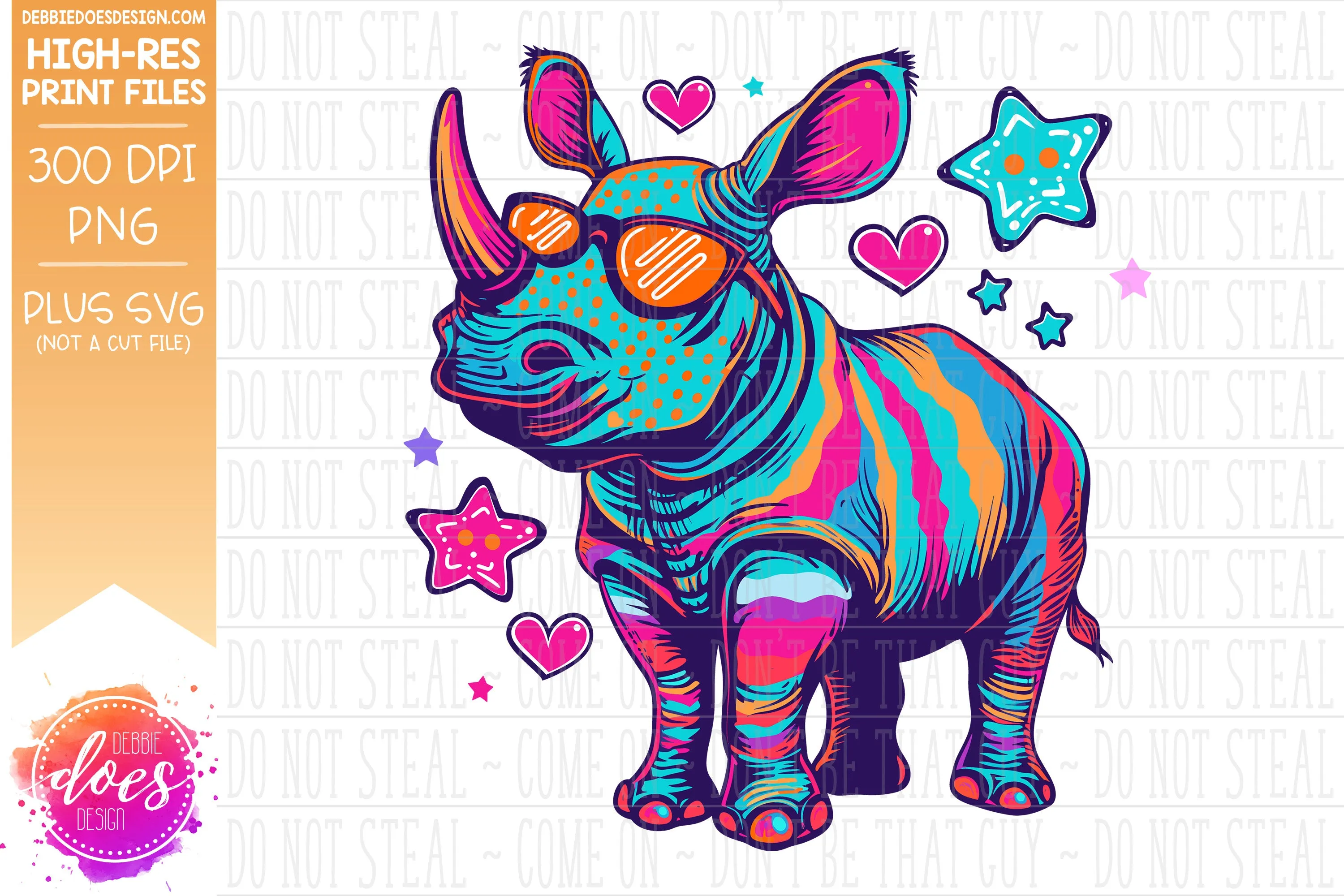 Valentine Doodle Animals - Rhino 3 - Design Element