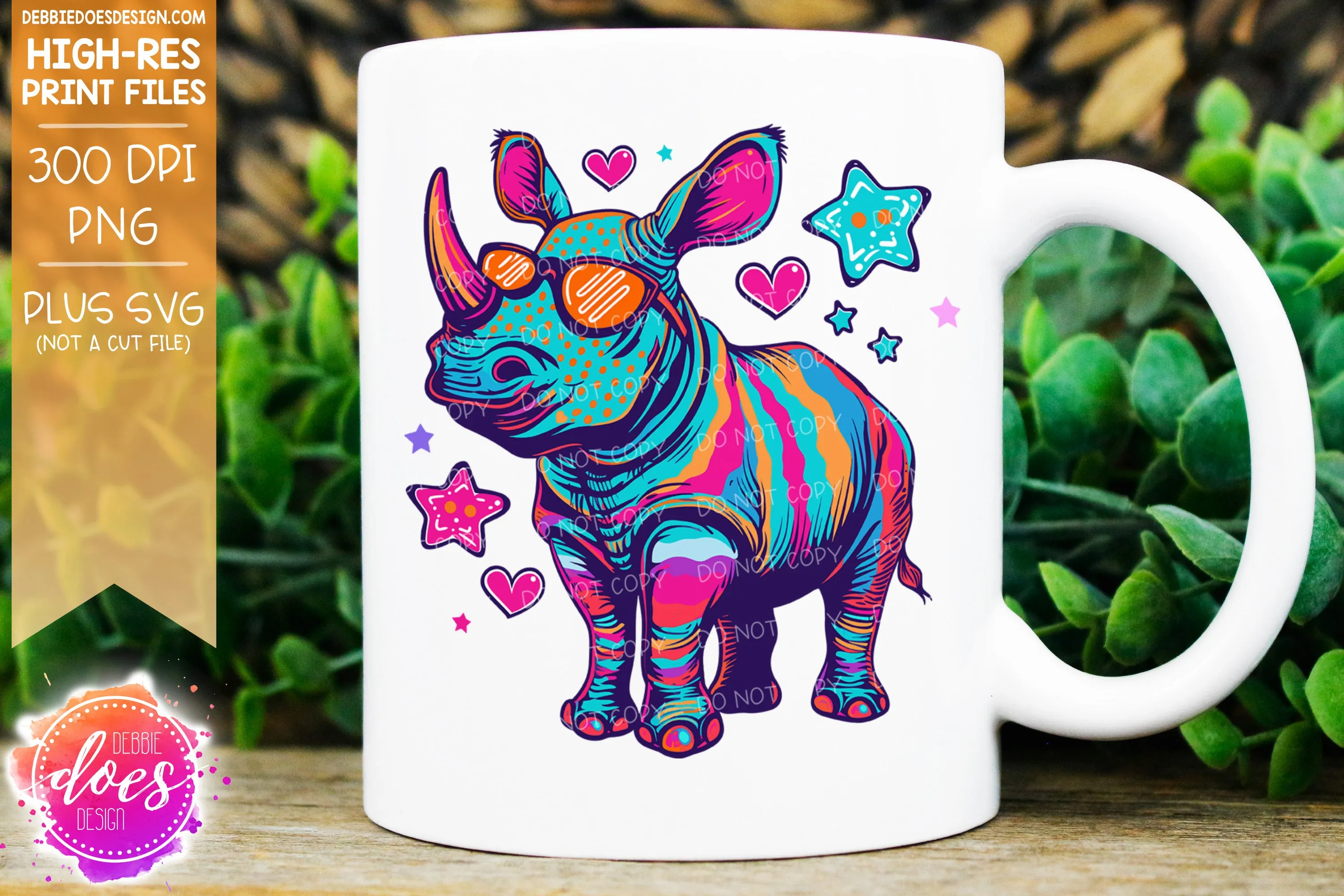 Valentine Doodle Animals - Rhino 3 - Design Element