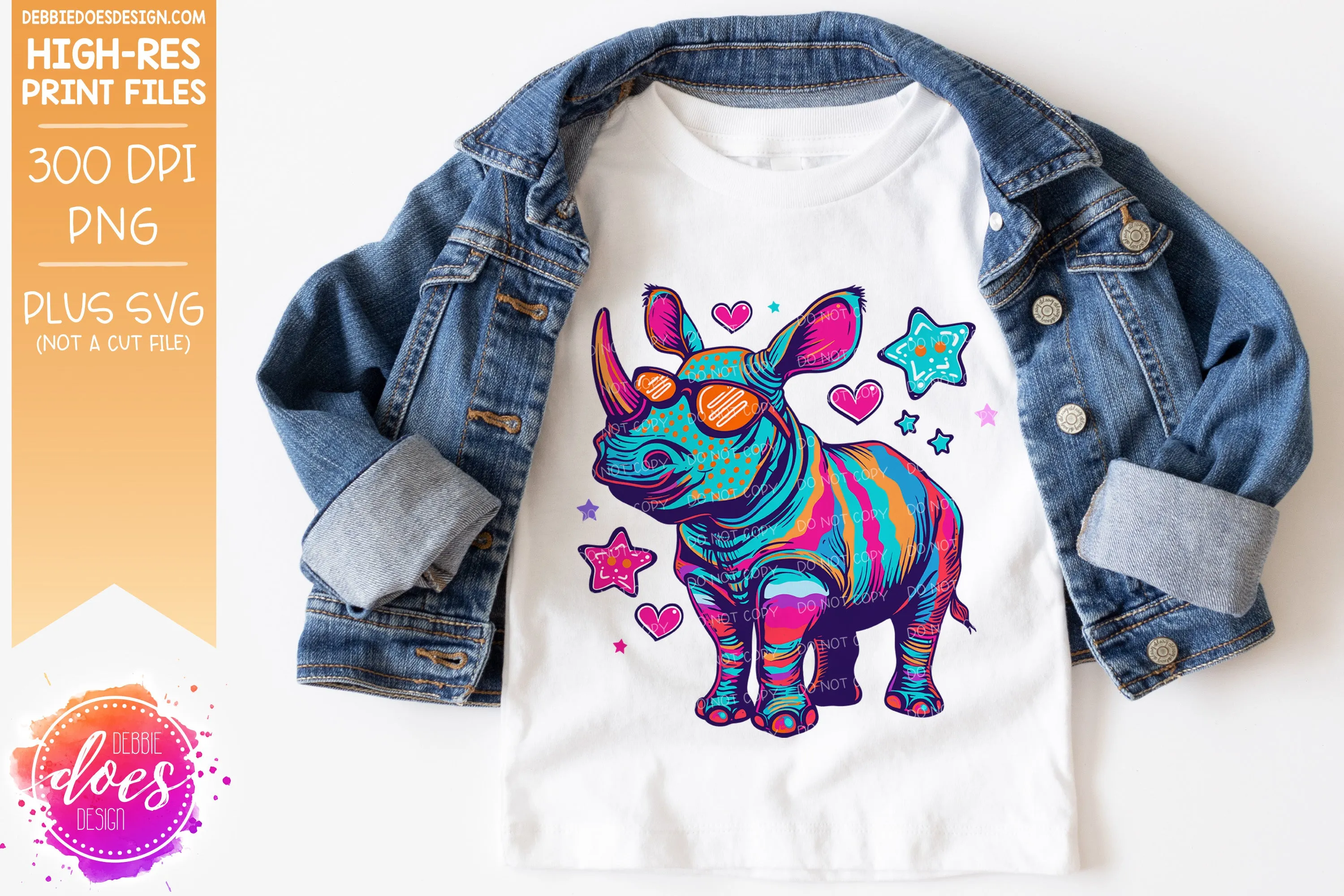 Valentine Doodle Animals - Rhino 3 - Design Element