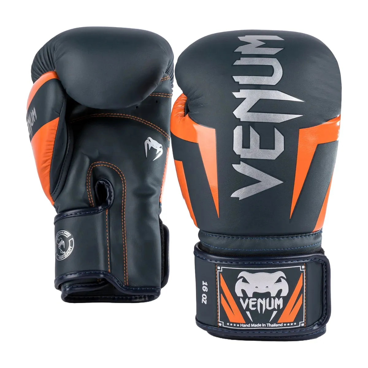 Venum Elite Boxing Gloves Navy/Silver/Orange