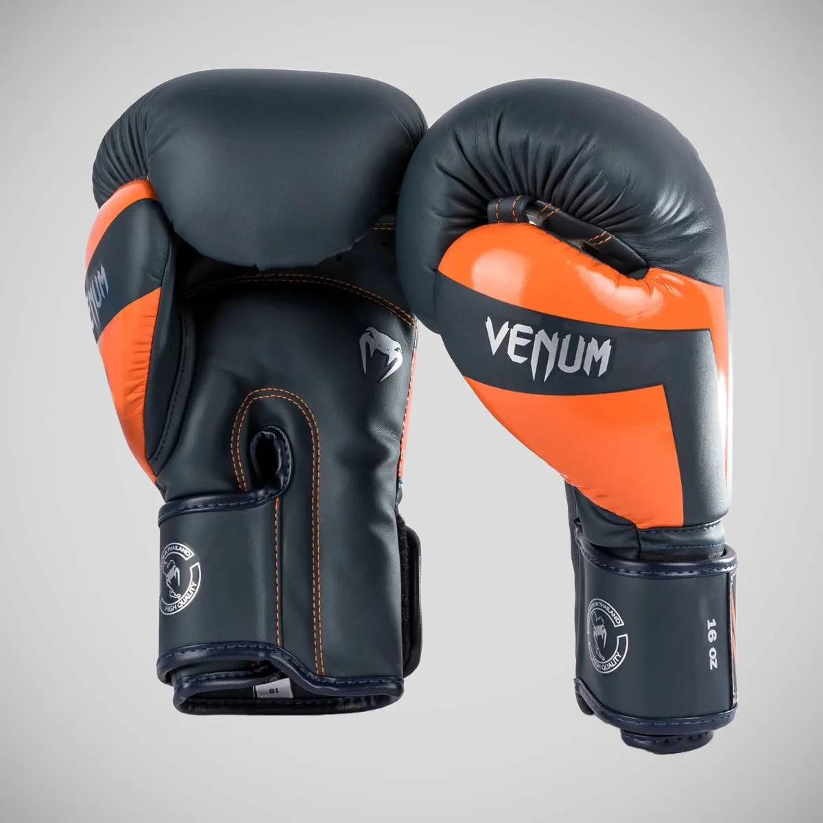 Venum Elite Boxing Gloves Navy/Silver/Orange