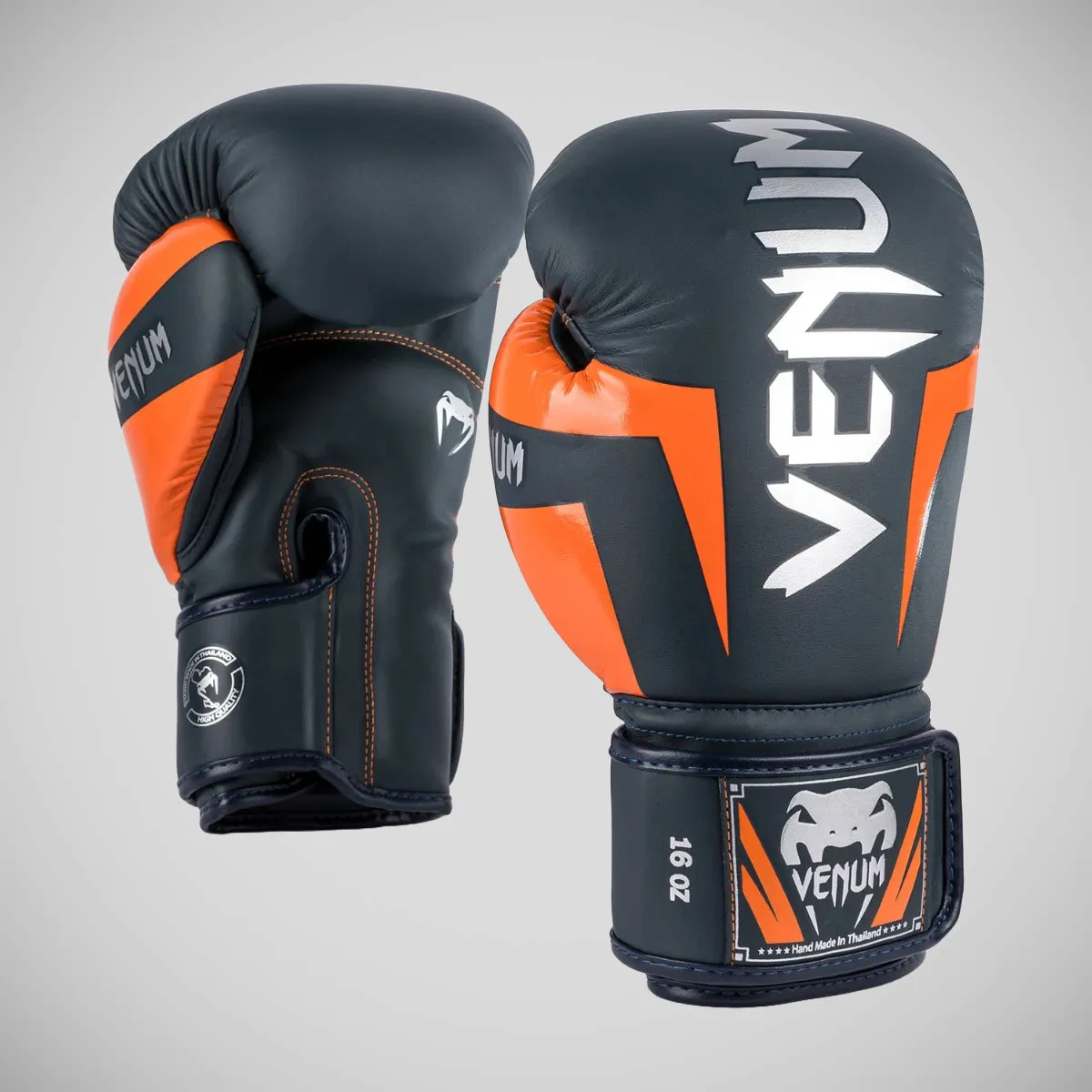 Venum Elite Boxing Gloves Navy/Silver/Orange